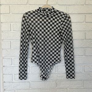Checkered Black and White Women's Top